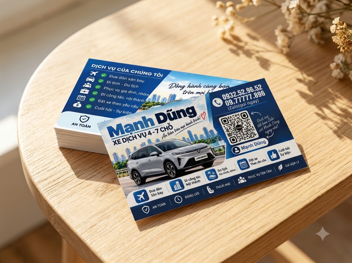 Mẫu card visit xe dịch vụ đẹp - in card visit Hà Nội